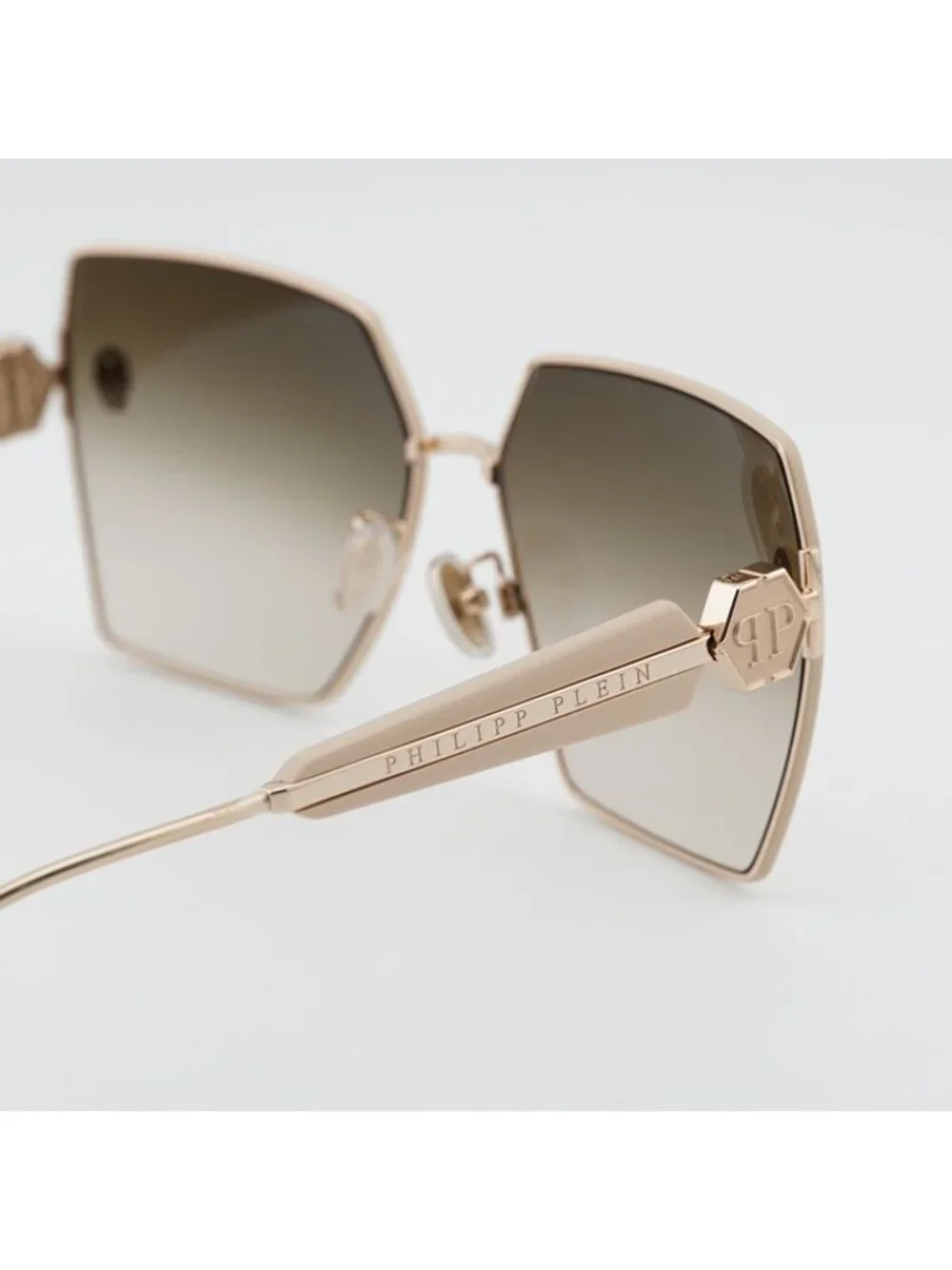 Philipp Plein SPP122S 0F47 Sunglasses Gold Square Frame, Brown Lenses